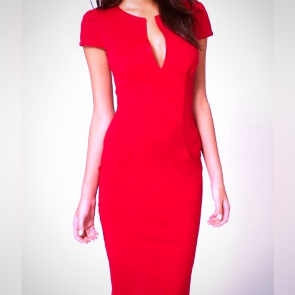 ASOS Petite Red Pencil Dress w/Pockets - Size 8